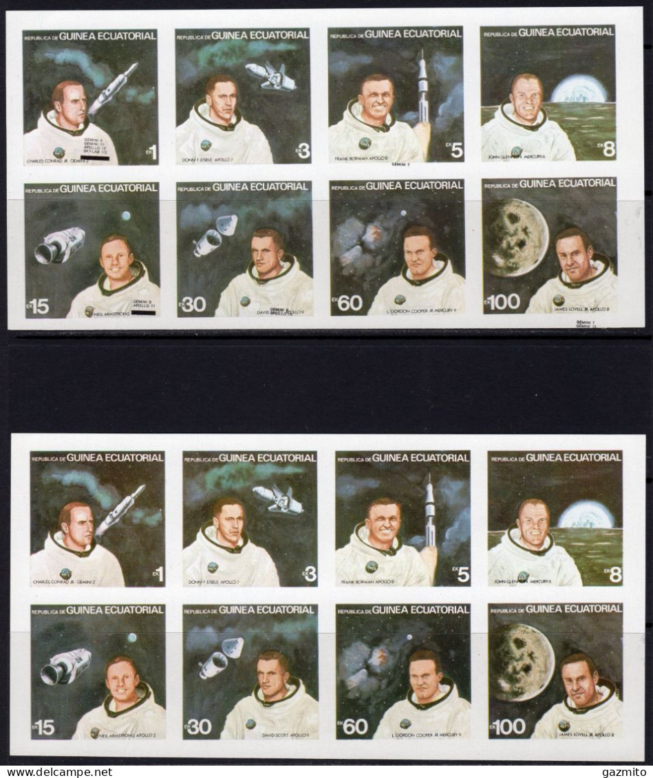 Guinea Equat. 1979, Space, Astronauts, With MISTAKES Correct 2sheetlet IMPERFORATED - Africa