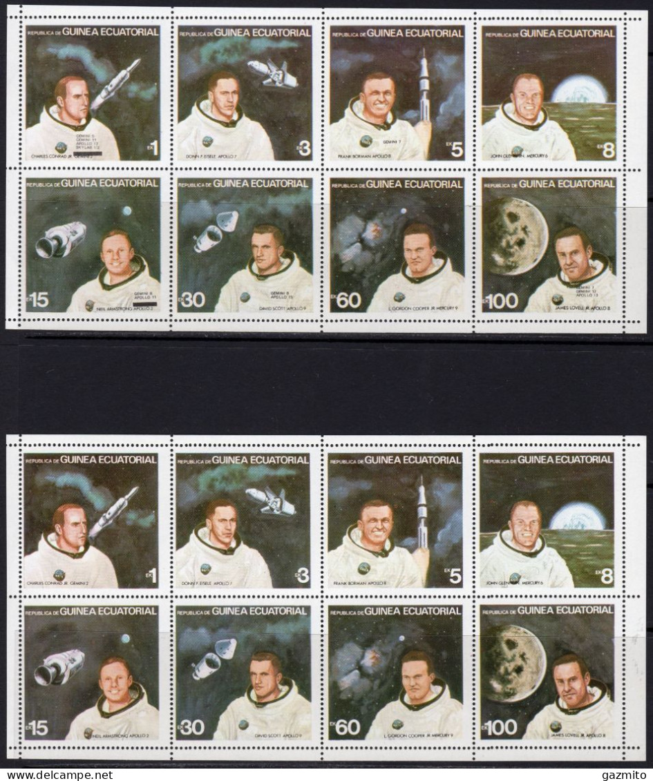 Guinea Equat. 1979, Space, Astronauts, With MISTAKES Correct 2sheetlet - Afrique