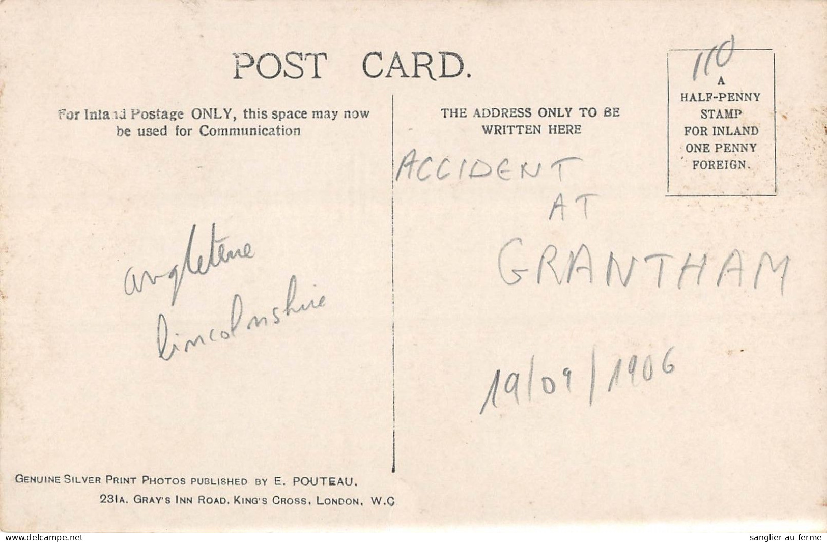 CPA CHEMIN DE FER / ACCIDENT FERROVIAIRE / RAILWAYS / ACCIDENT AT GRANTHAM / 19 09 1906 / 3 CARTES PHOTO - Other & Unclassified