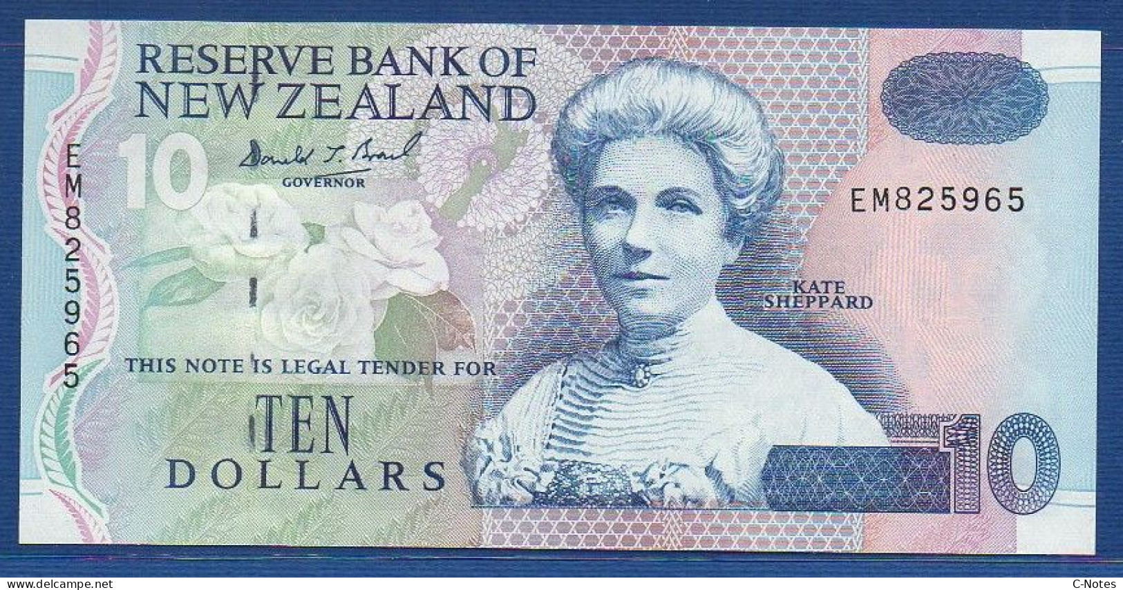 NEW ZEALAND  - P.182b – 10 Dollars ND (1994) UNC, S/n EM825965 - New Zealand