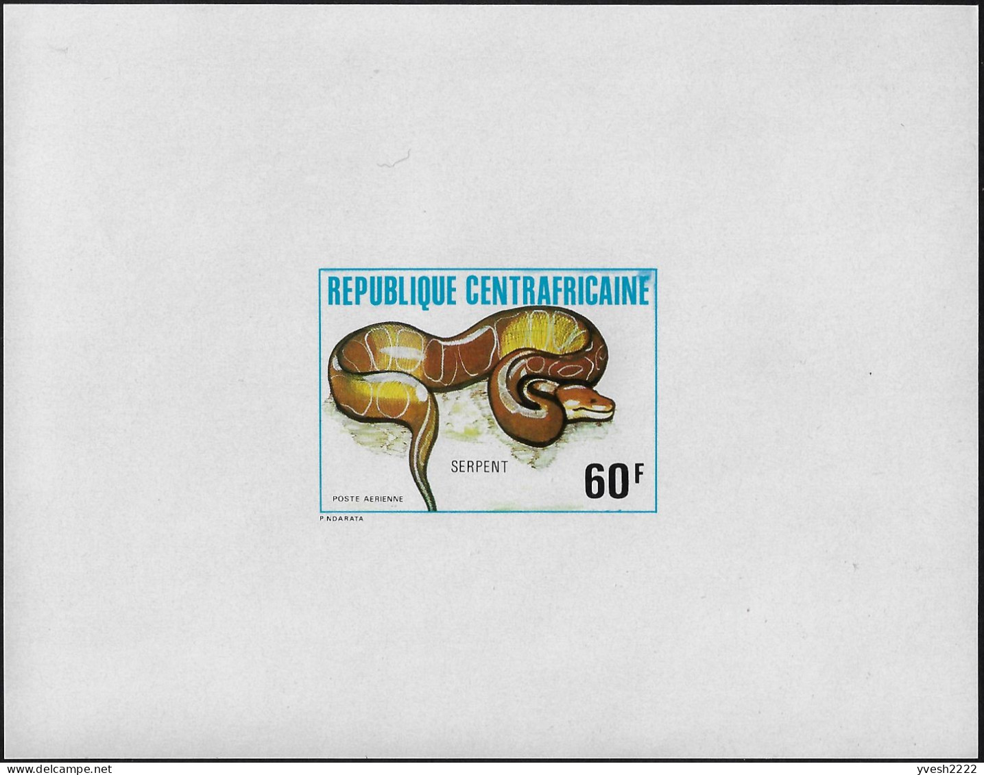 Centrafrique 1981 Y&T PA 241, Feuillet De Luxe. Serpent - Snakes