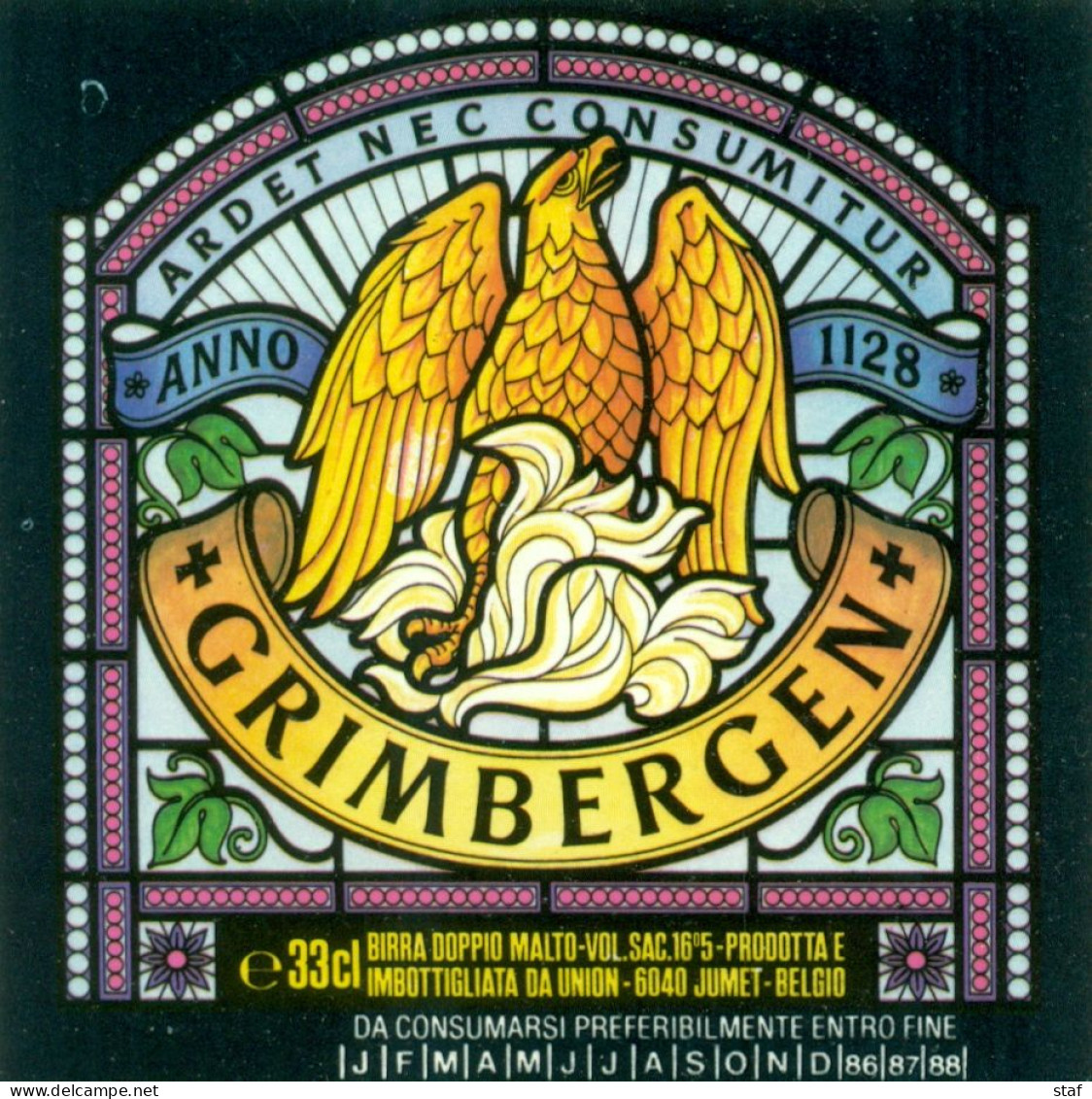 Oud Etiket Bier Grimbergen  33 Cl - Brouwerij / Brasserie Union Te Jumet - Beer