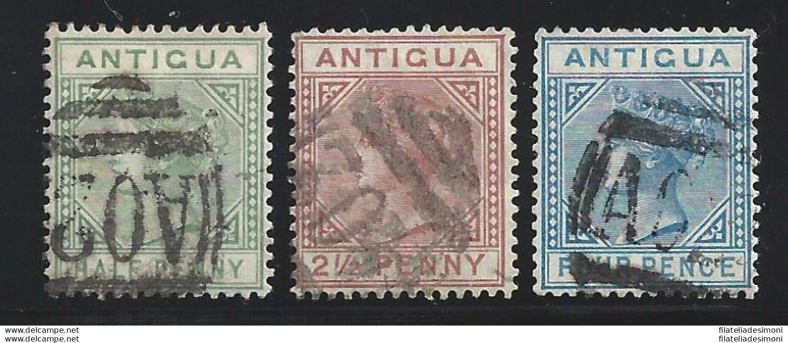 1882 ANTIGUA - SG N° 21/23  3 Valori USATI - Otros & Sin Clasificación