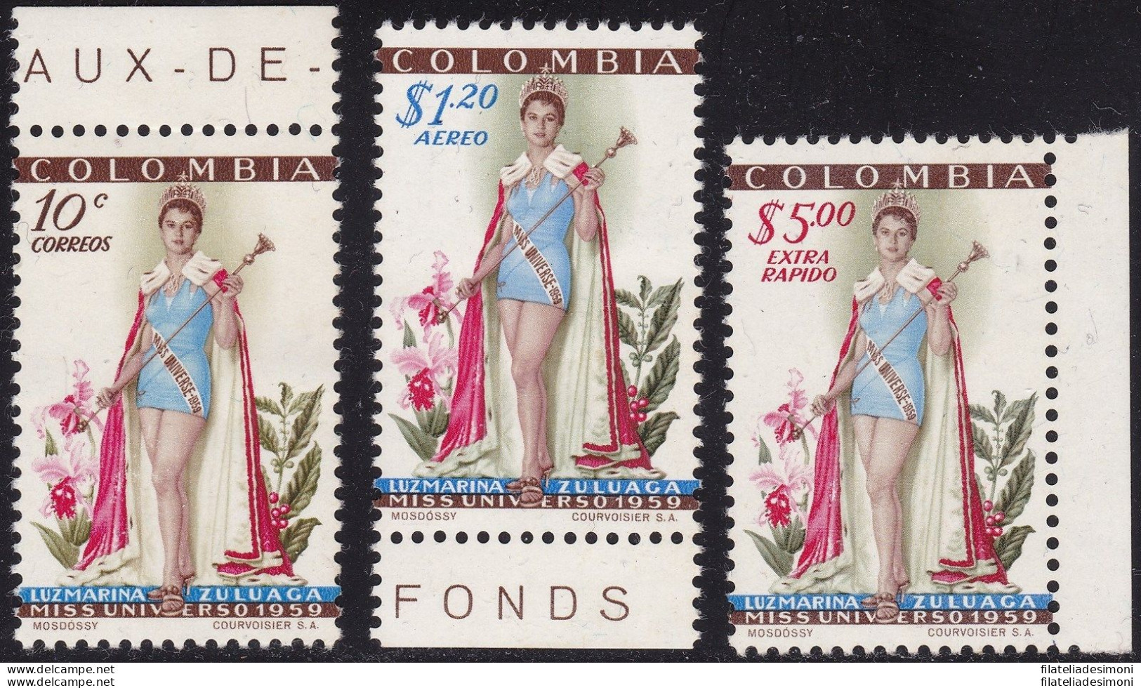 1959 COLOMBIA - Yvert N. 563 + Posta Aerea 315/316 - Serie Di 3 - MNH** - America (Other)