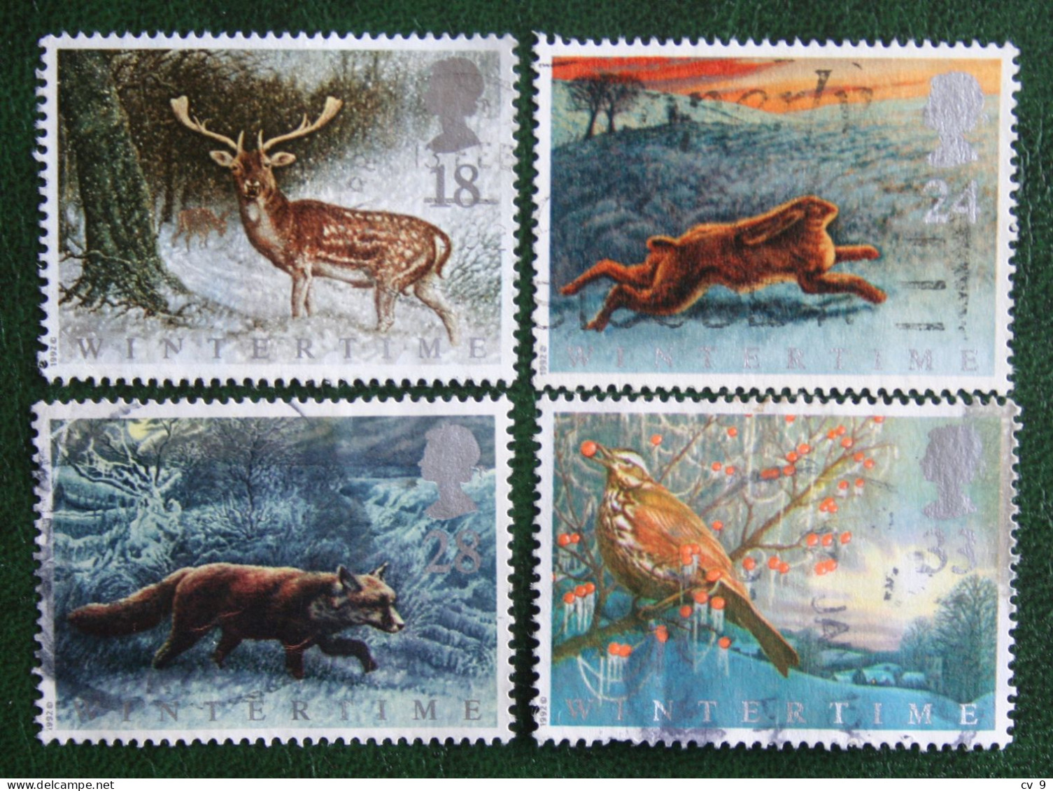 Animals In Winter Dear Fox Hare Bird (Mi 1372-1375) 1992 Used Gebruikt Oblitere ENGLAND GRANDE-BRETAGNE GB GREAT BRITAIN - Used Stamps