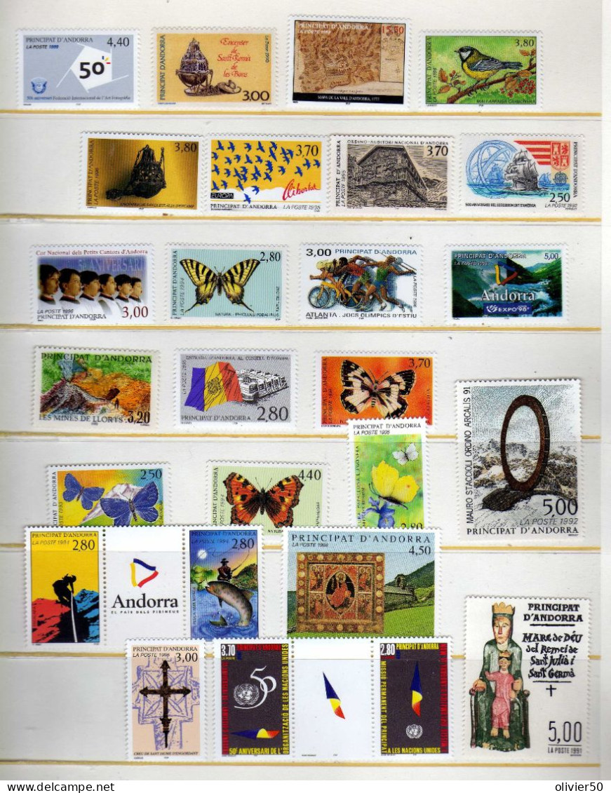 Andorre Francaise -  Papillons - Sites - Art Religieux - Evenements - Neufs** - MNH - Unused Stamps