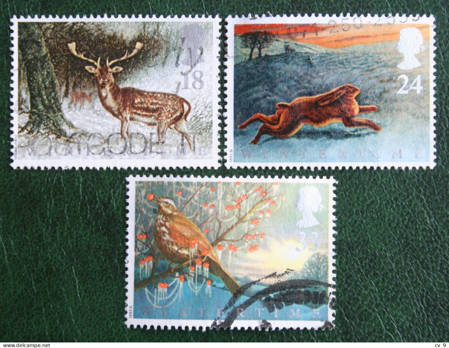 Animals In Winter Dear Fox Hare Bird (Mi 1372-1374) 1992 Used Gebruikt Oblitere ENGLAND GRANDE-BRETAGNE GB GREAT BRITAIN - Oblitérés