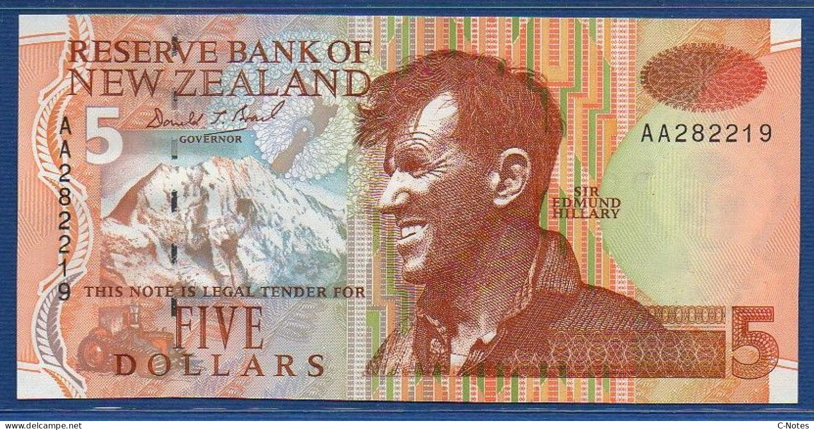 NEW ZEALAND  - P.177 – 5 Dollars ND (1992) UNC, S/n AA282219 - Neuseeland