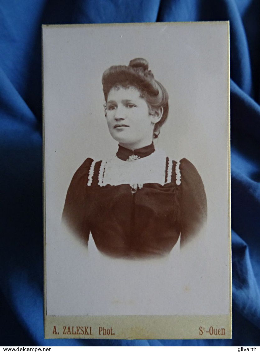 Photo CDV Zaleski à St Ouen  Portrait Jeune Femme  CA 1895-1900 - L431 - Old (before 1900)