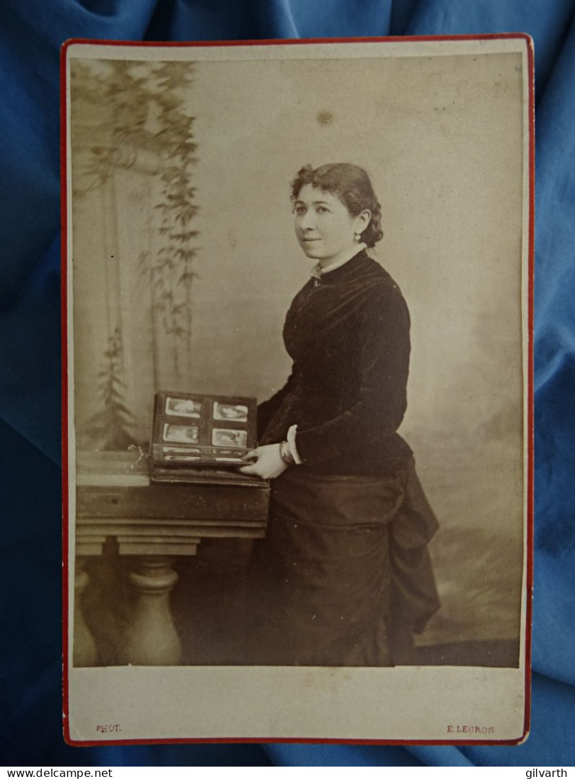 Photo Cabinet Legros, Paris - Femme Regardant Un Album Photo,  Ca 1880-85 L678 - Old (before 1900)