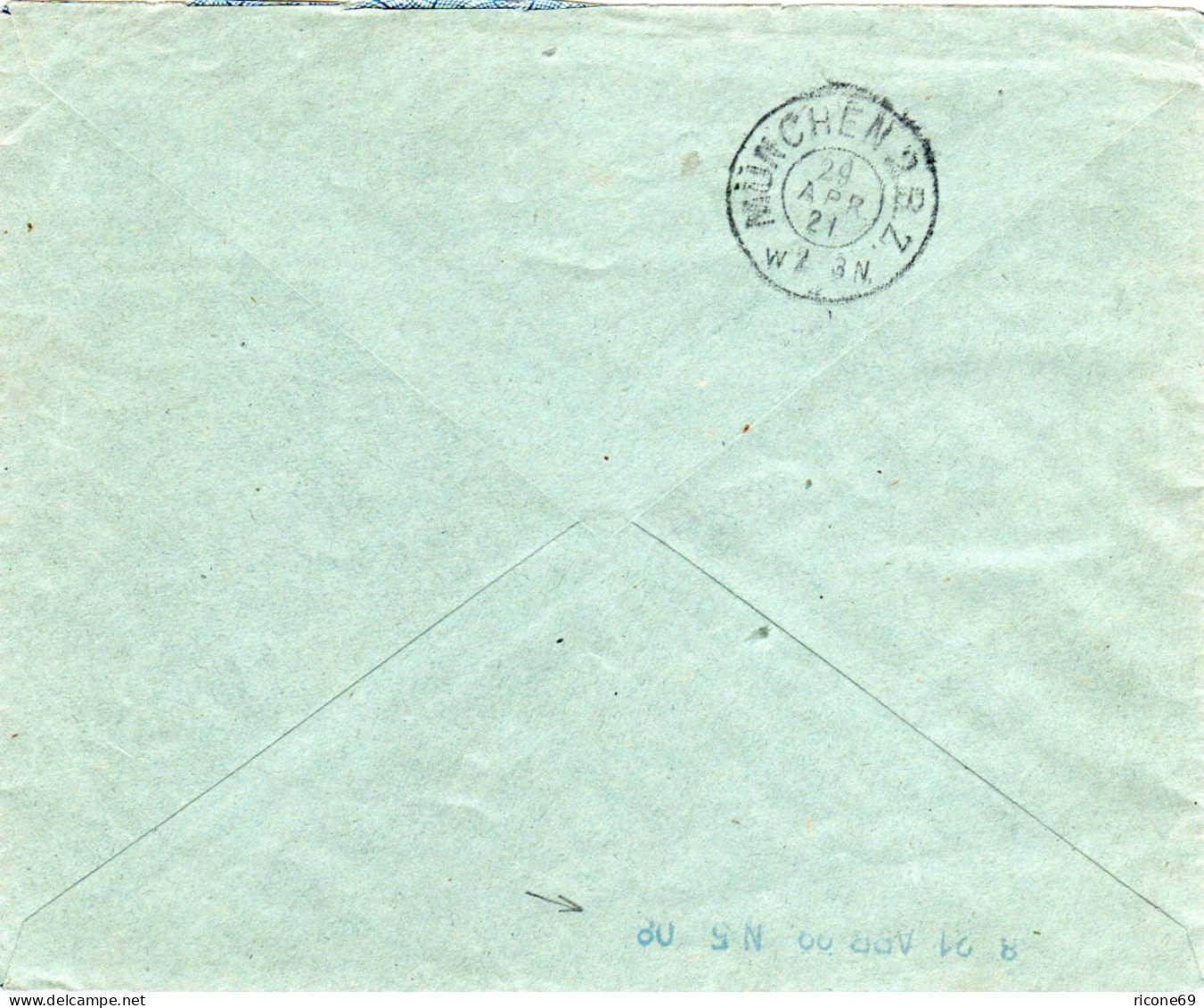 Saargebiet 1921, 3 Marken Auf Reko Eilboten Zensur Brief M. München Rohrpost - Cartas & Documentos