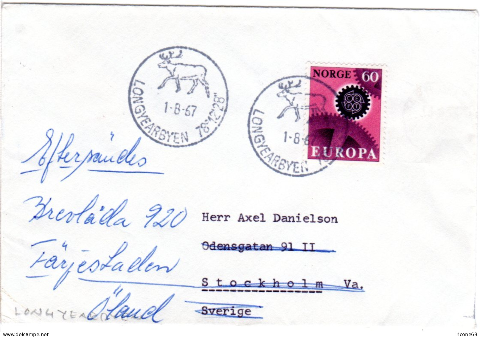 Norwegen 1967, 60 öre Auf Polar Brief M. Stpl. LONGYEARBYEN M. Rentier - Sonstige & Ohne Zuordnung