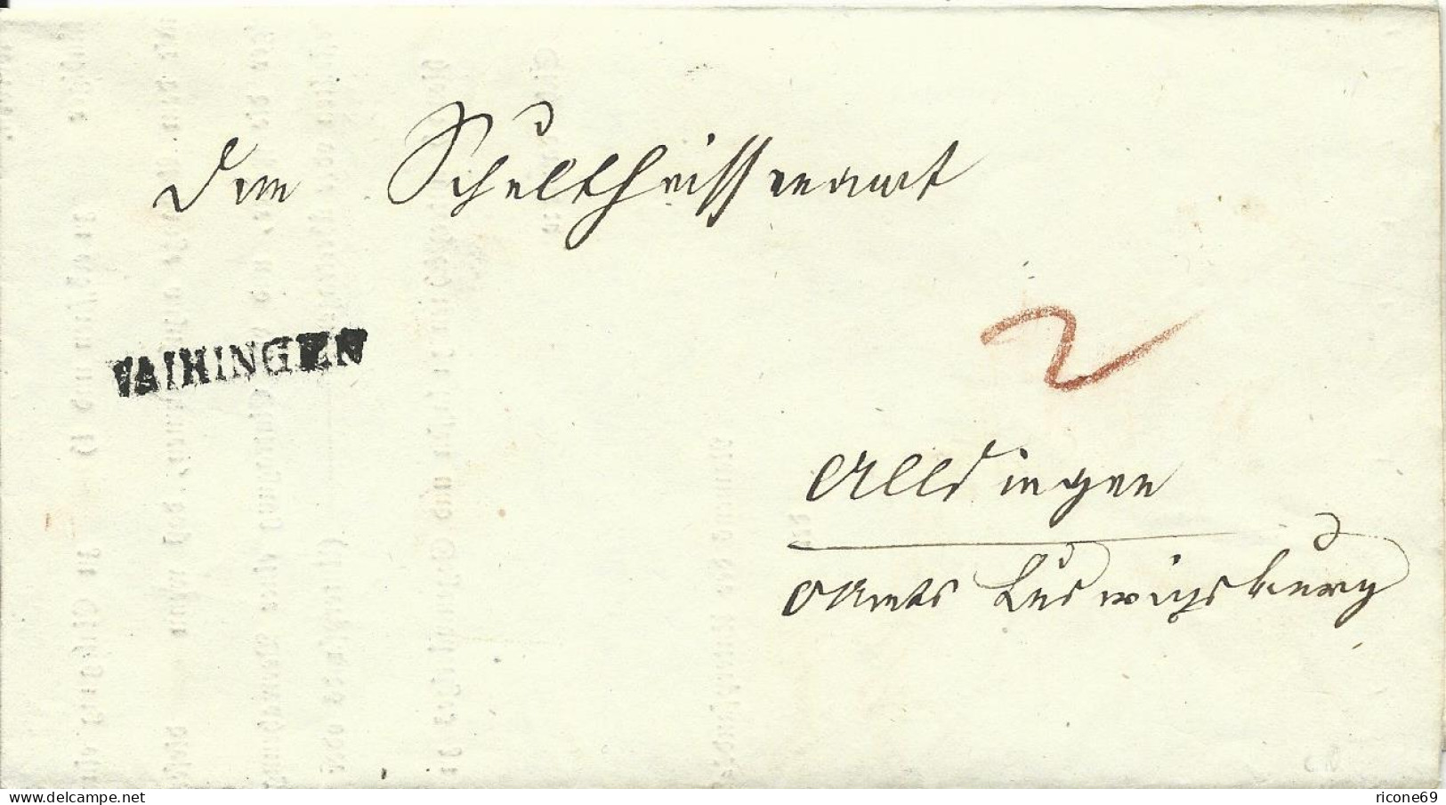 Württemberg 1841, L2 Ludwigsburg U. L1 Vaihingen Auf 2mal Verwendetem Brief  - Prephilately