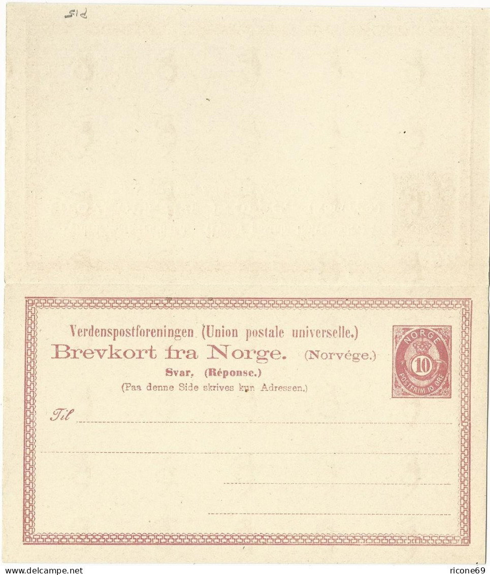 Norwegen P 25, 10+10 öre Doppel Ganzsache Sauber Gebr. Christiania-Berlin  - Lettres & Documents