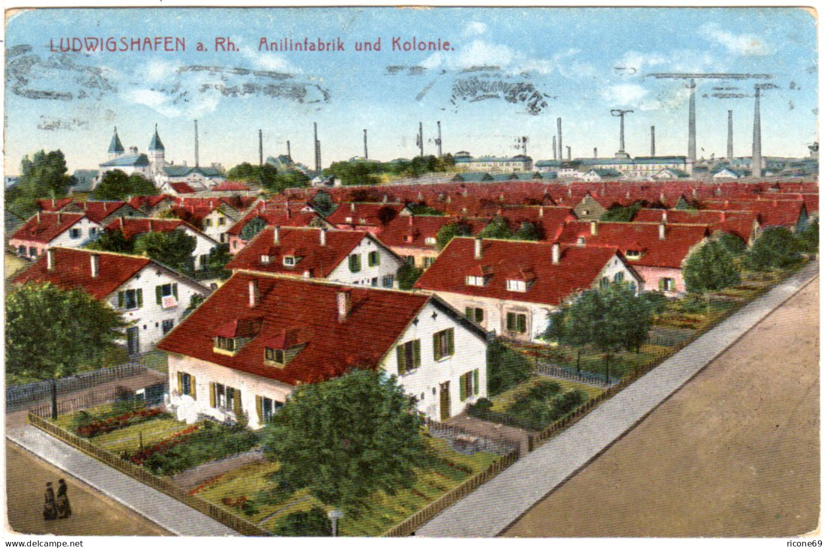 Ludwigshafen A.Rh., Anilinfabrik U. Kolonie,1923 Gebr. Farb-AK - Autres & Non Classés