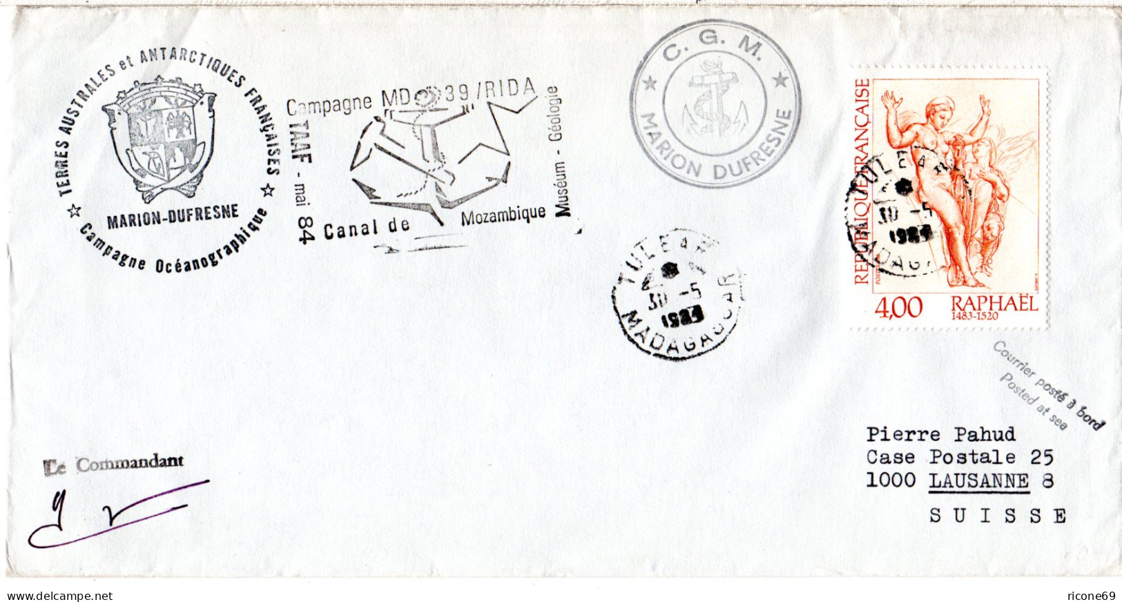 Frankreich Antarktis 1984, 4 Fr. Auf Marion Dufresne Brief V. Tulear Madagascar - Otros & Sin Clasificación