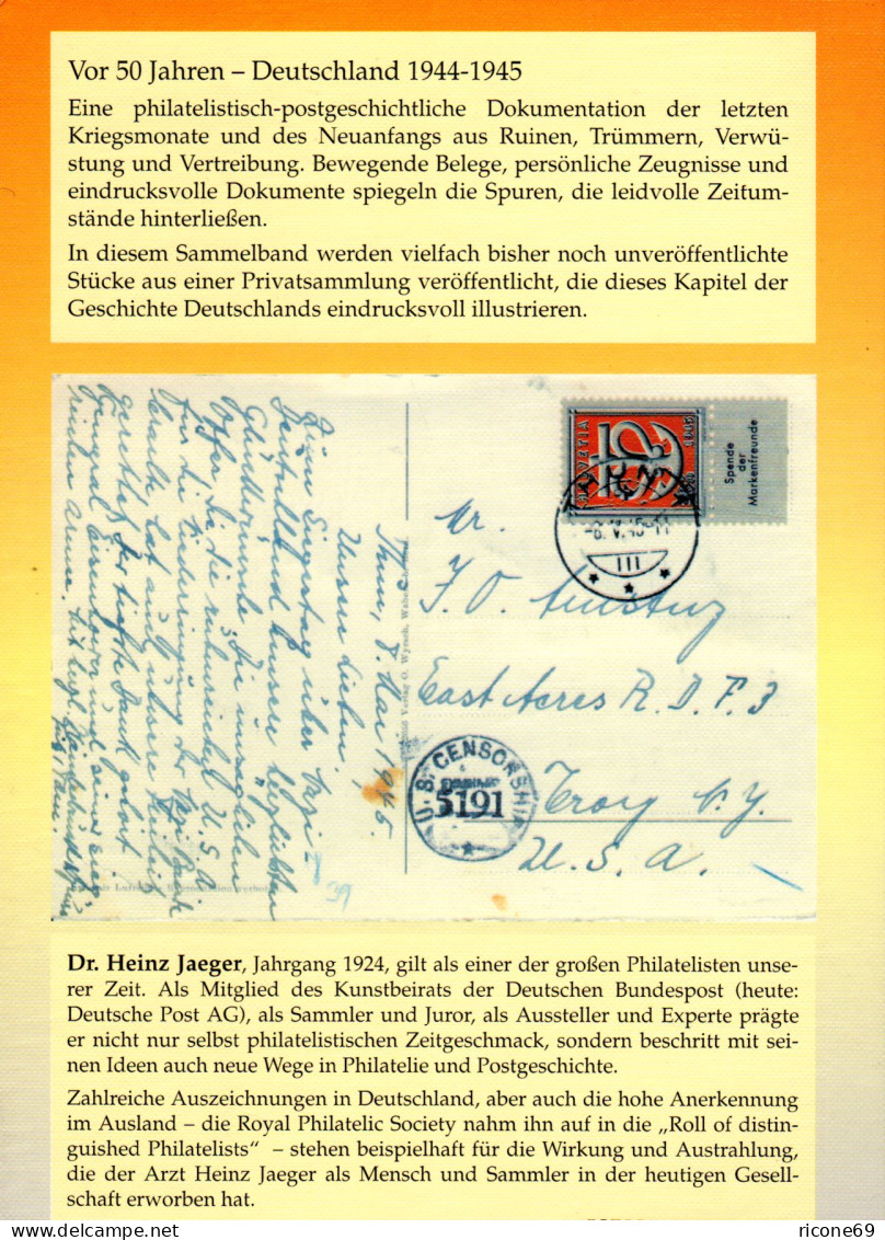 Jaeger, Dr. H., Deutschland 1944-45 Eine Zeitgeschichtl.-philatel. Dokumentation - Autres & Non Classés