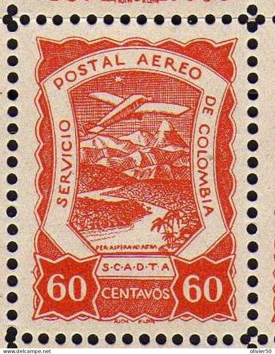 Colombie - (1921-23) -  P A  60 C. Avion En Vol - Paysage - S.C.A.D.T.A. Neufs* - - Colombia