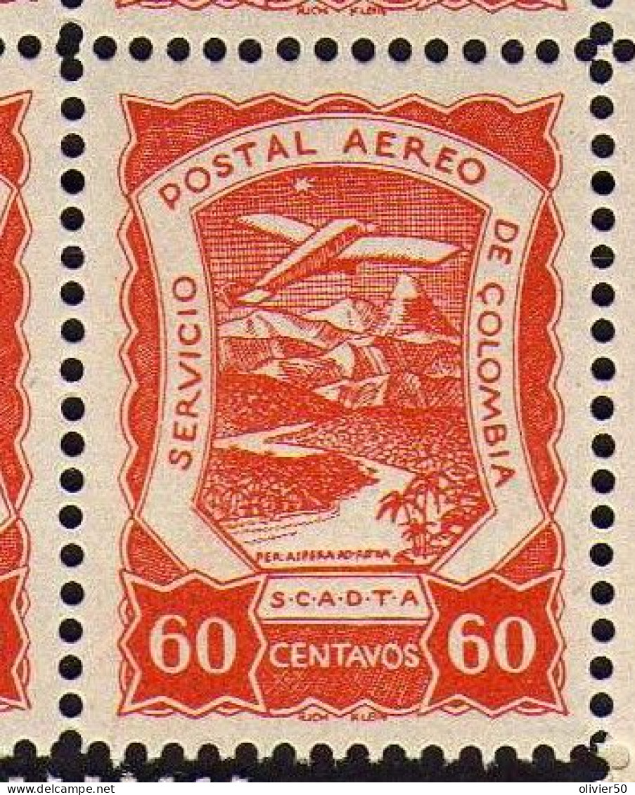 Colombie - (1921-23) -  P A  60 C. Avion En Vol - Paysage - S.C.A.D.T.A. Neufs* - - Colombia