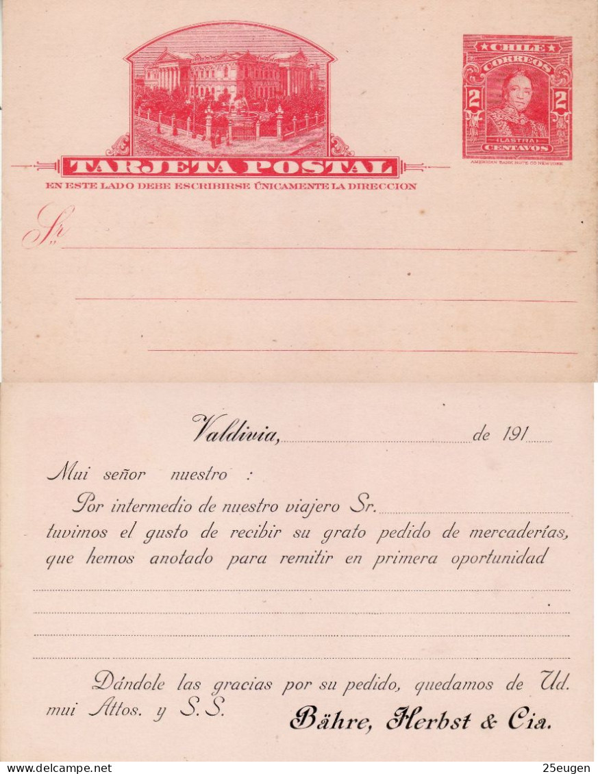 CHILE 1911 POSTCARD UNUSED - Chile