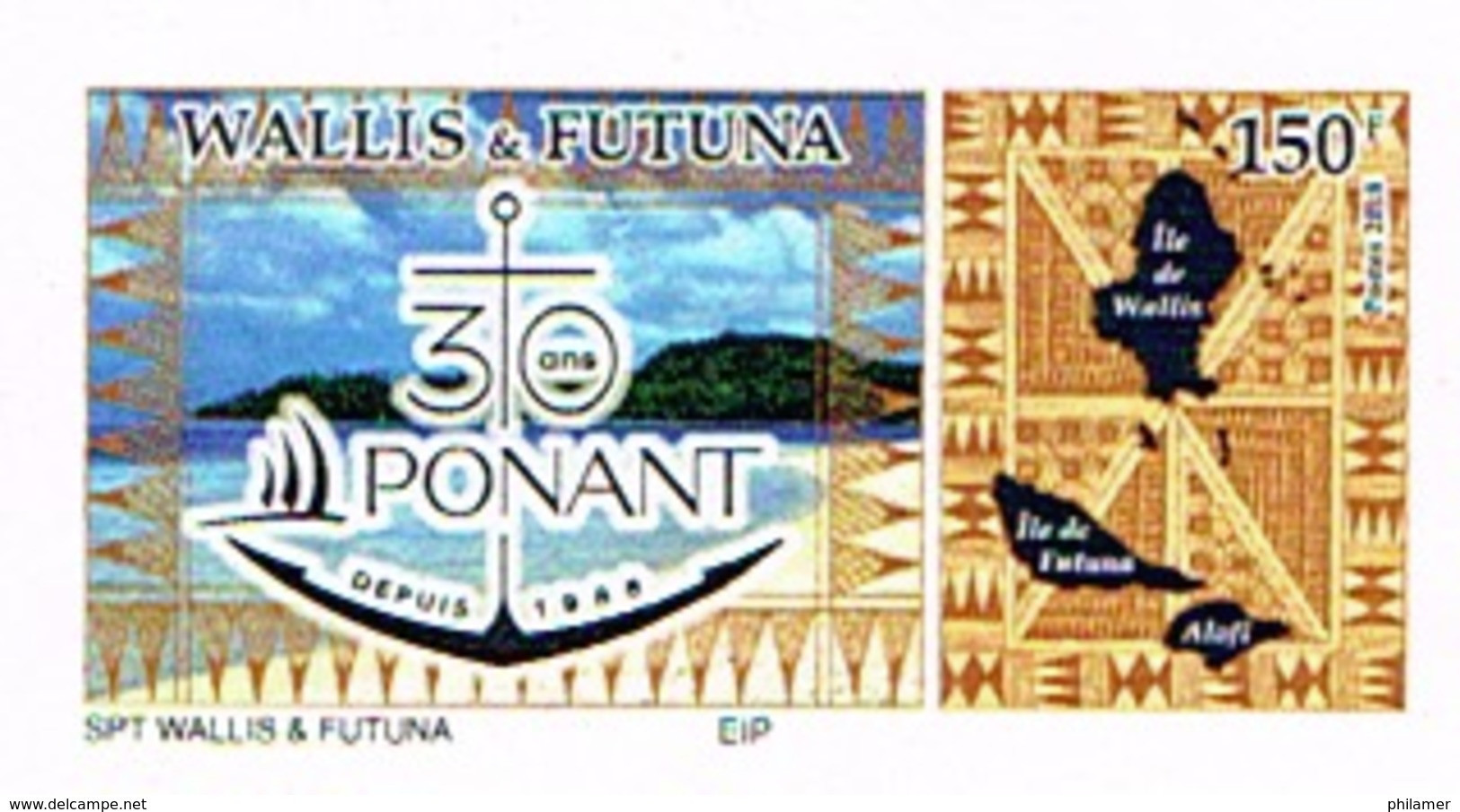 Wallis Et Futuna Timbre Personnalise Timbre A Moi 150 F Ponant Ancre Carte Tapa Mata Utu 2018 Neuf - Ongebruikt