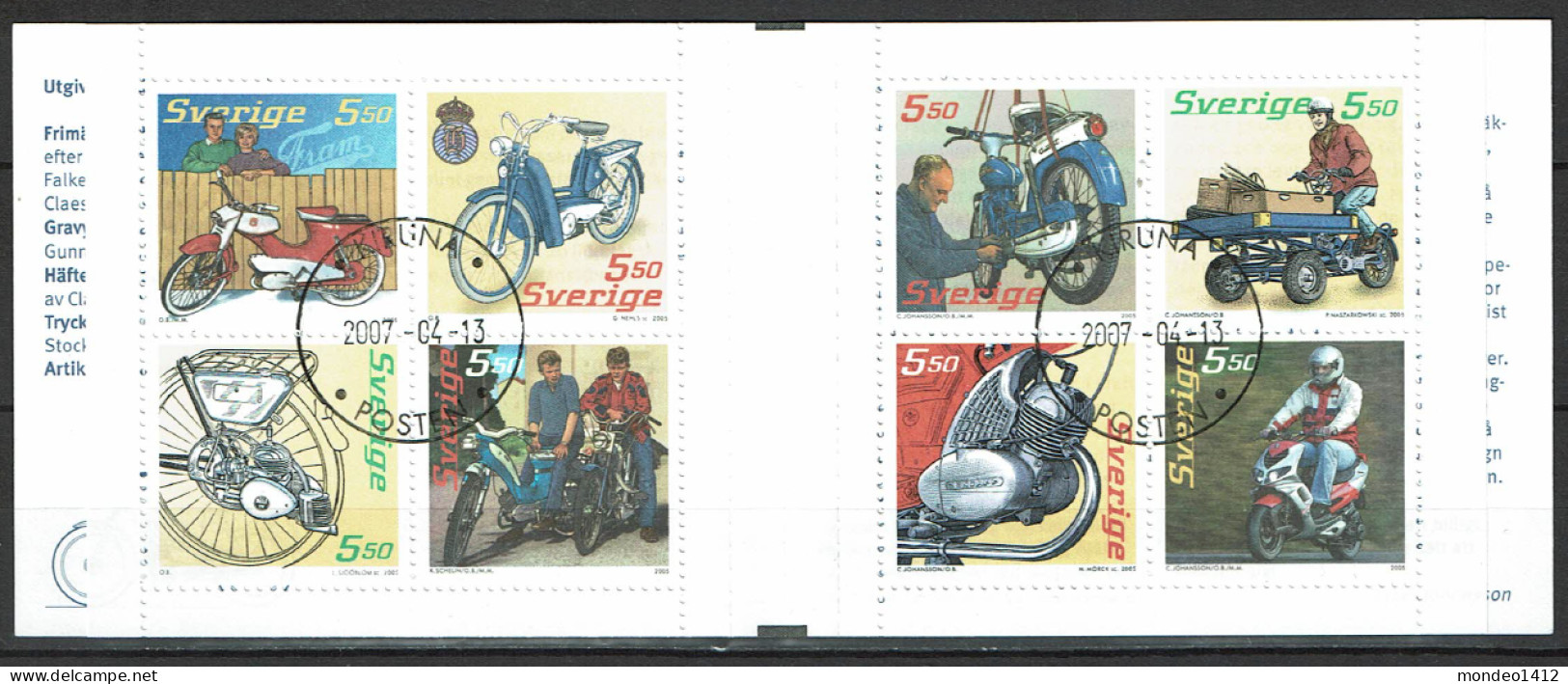 Sweden 2005 - YT N°C2467 - Used - Boekje/carnet - Moped, Motorcycle, Cyclomoteur - 1981-..