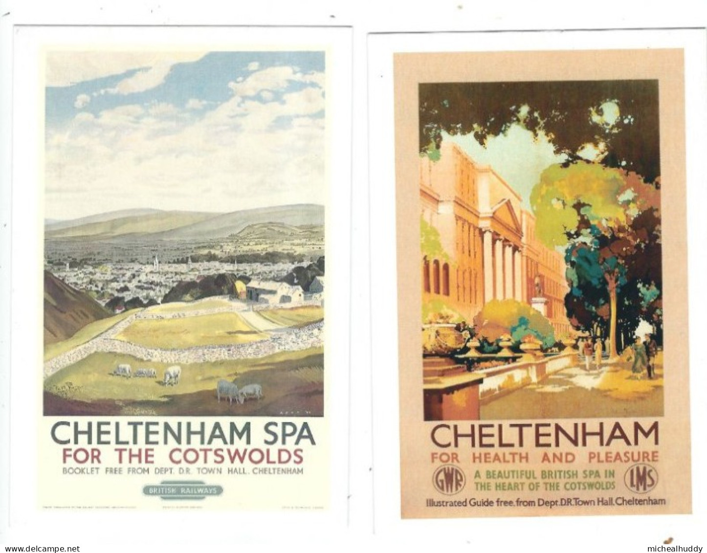 2 POSTCARDS UK RAIL POSTER ON POSTCARD    CHELTENHAM SPA - Equipo