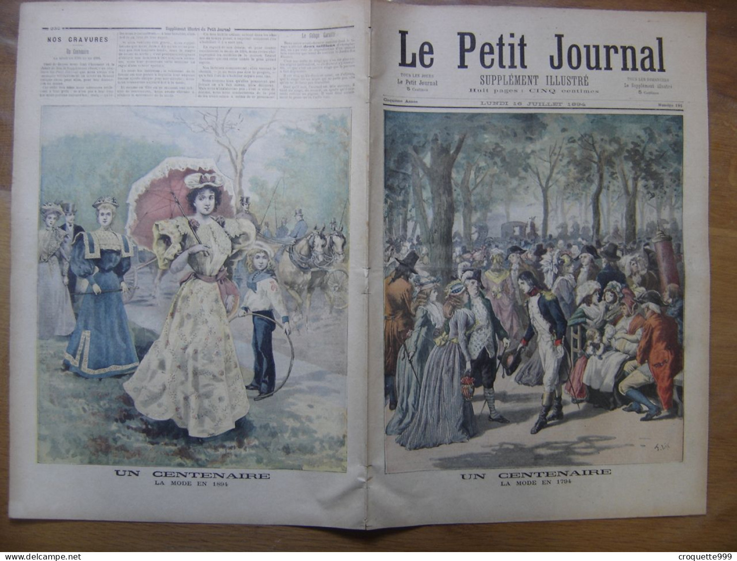 1894 LE PETIT JOURNAL 191 La Mode En 1794 Et En 1894 - 1850 - 1899