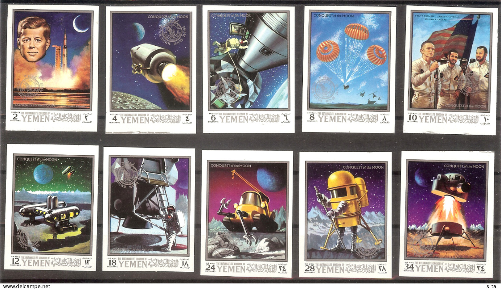 YEMEN Kingdom Space,Appolo-12,Kennedy Set 10 Stamps Imperf. MNH - Autres & Non Classés
