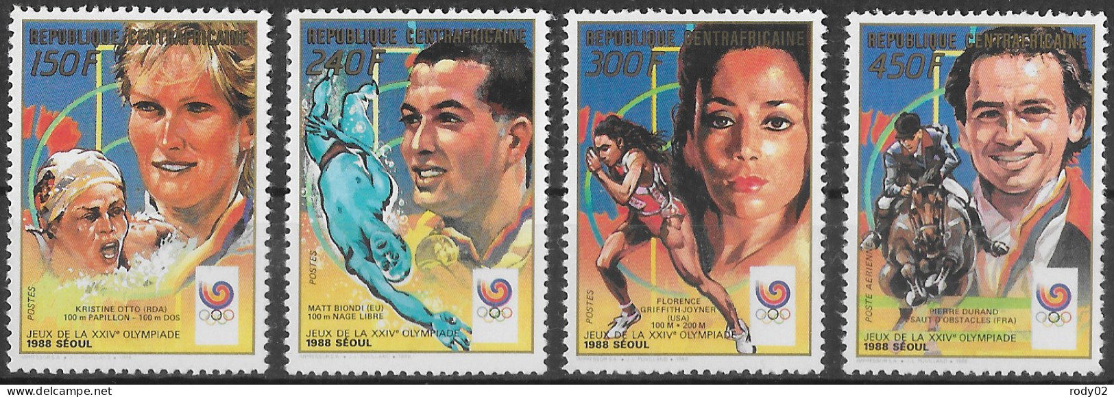 CENTRAFRIQUE - VAINQUEURS AUX JEUX OLYMPIQUES DE SEOUL EN 1988 - N° 803 A 805 ET PA 381B - NEUF** MNH - Summer 1988: Seoul