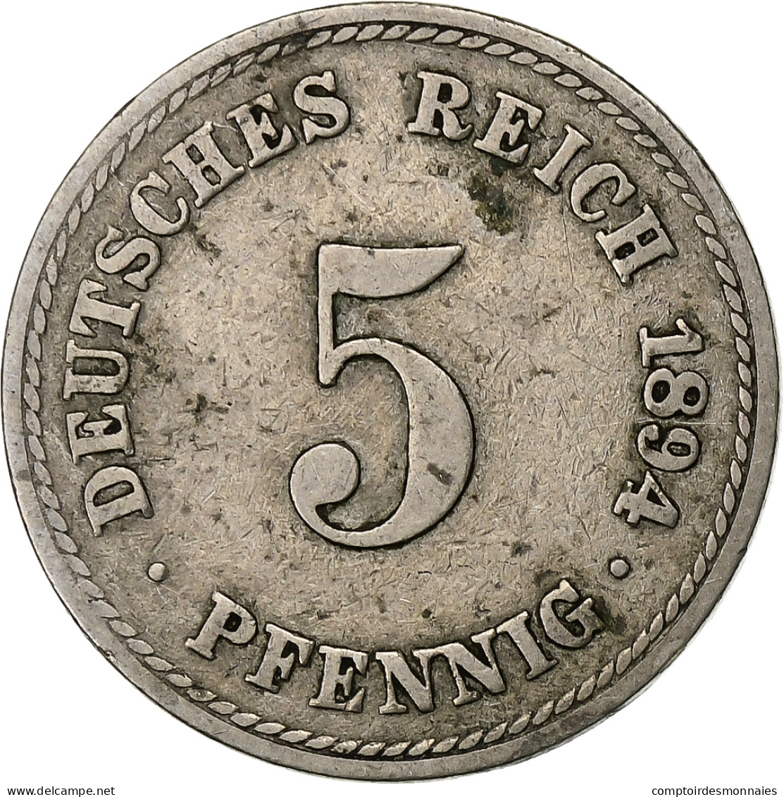 Empire Allemand, Wilhelm I, 5 Pfennig, 1894, Berlin, Cupro-nickel, TTB, KM:3 - 5 Pfennig