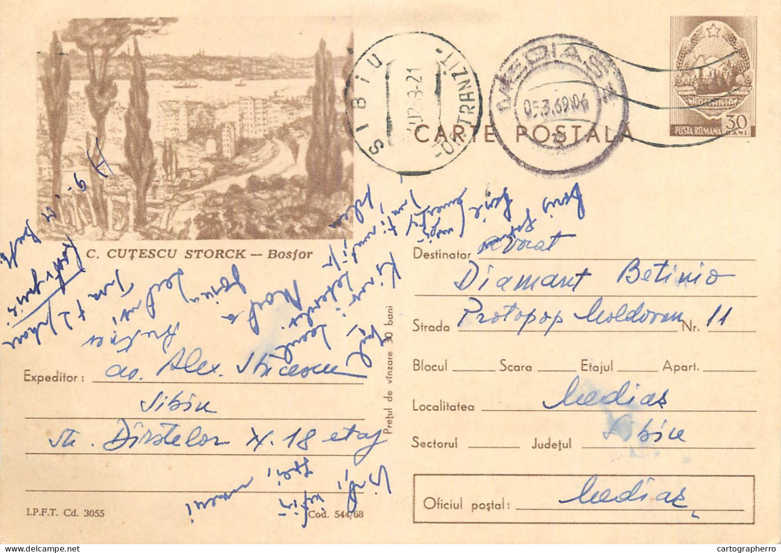 Postal Stationery Postcard Romania C. Cutescu Storck Bosfor - Romania