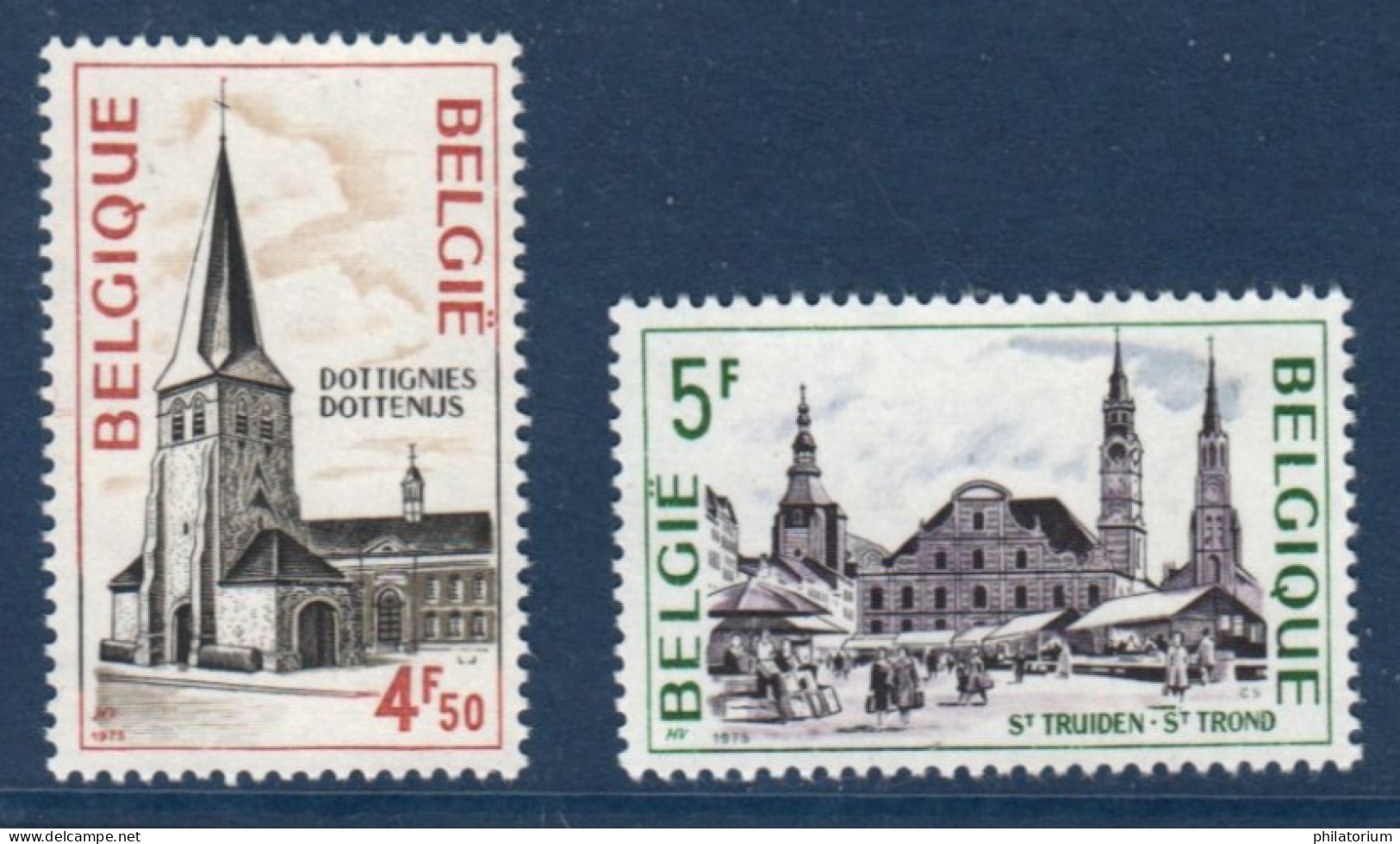 Belgique, België, **, Yv 1763, 1764, Mi 1824, 1825, SG 2394, 2395, Vieille église Dottignies, Grand Marché De St-Trond, - Nuevos