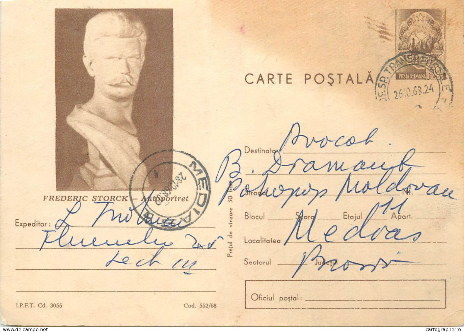 Postal Stationery Postcard Romania Frederick Storck Autoportret - Roumanie