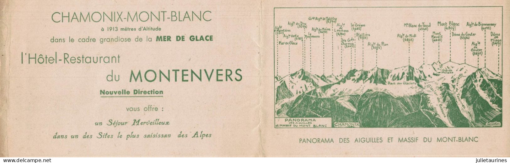 74 MONTENVERS FACICULE PUBLICITAIRE 2 VOLET HOTEL DU MONTENVERS CHAMONIX MONT BLANC  CPA BON ETAT - Autres & Non Classés