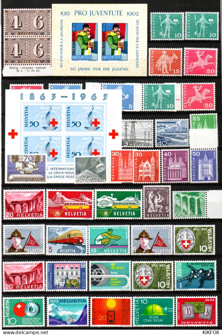 SUISSE,SCHWEIZ,1960 - 1969, **/* LOT, ALBUMSEITE, MIT  2 BLÖCKEN, MARKEN POSTFRISCH, UNGEBRAUCHT - Ongebruikt