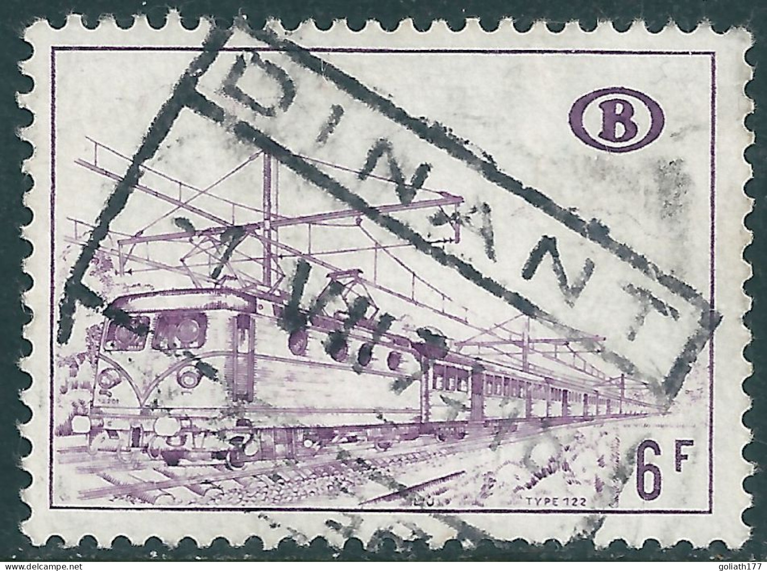 TR383-Cu Wit Papier Gestempeld - Witte Locomotief - Stempel Dinant - Used