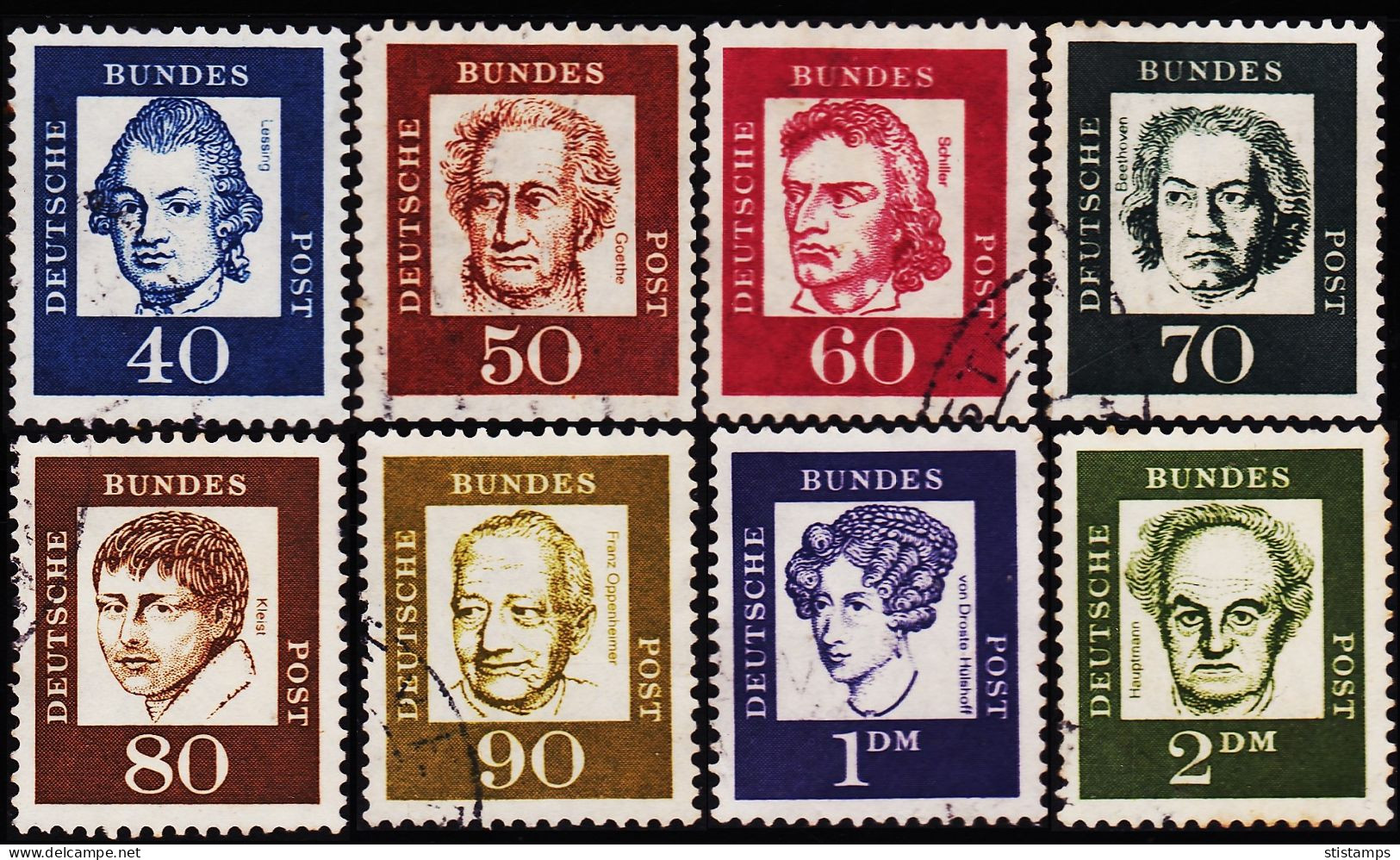 GERMANY 1961-64 FAMOUS PERSONALITIES 16V COMPLETE SET FINE USED STAMPS #D1 - Gebraucht