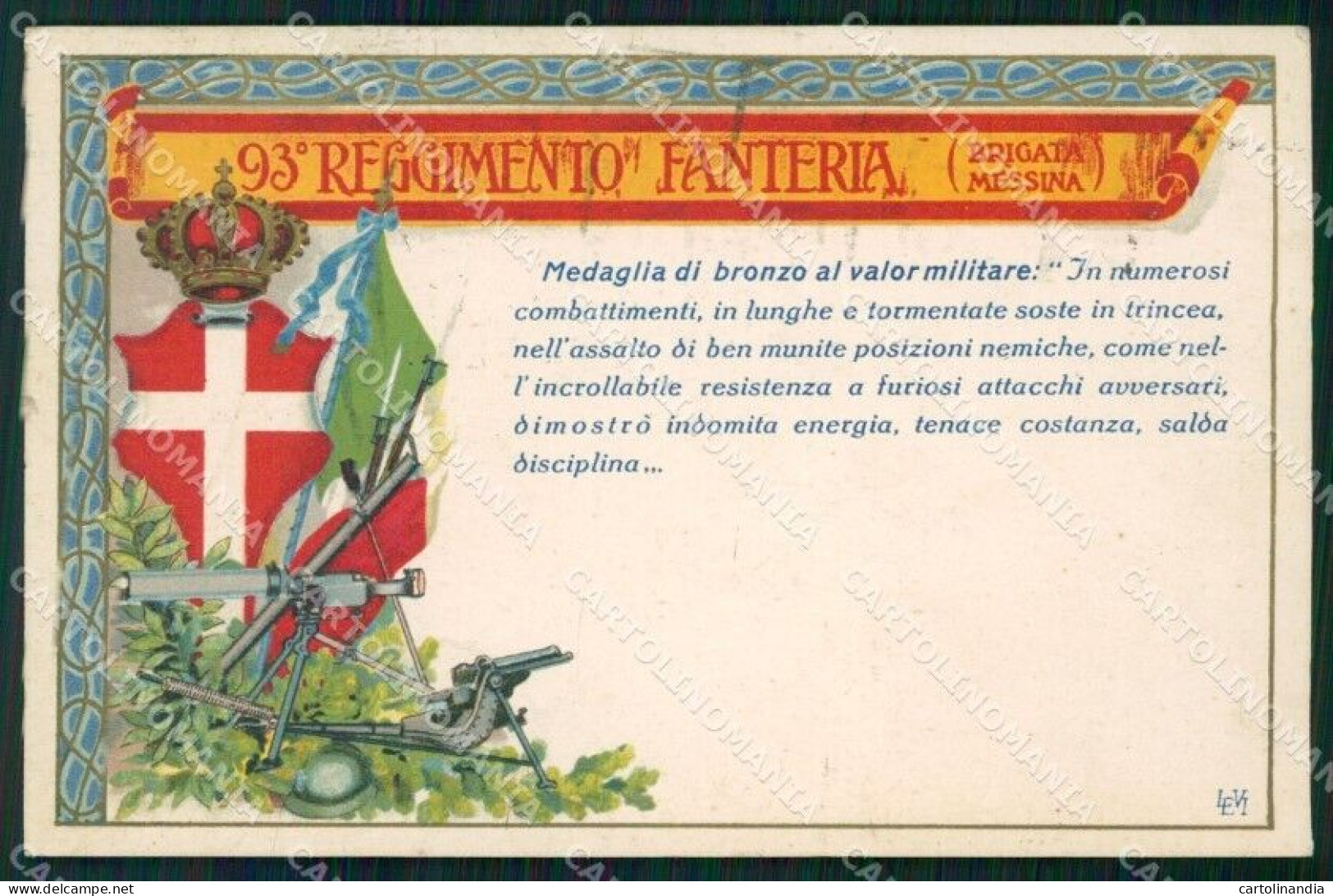 Militari Reggimentali 93º Reggimento Fanteria Brigata Messina Cartolina XF5691 - Regimente