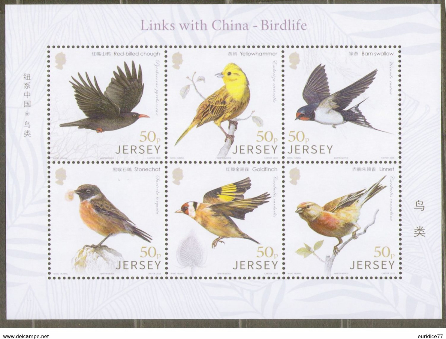 Jersey 2018 - Fauna Birds Links With China Miniature Sheet Mnh - Jersey