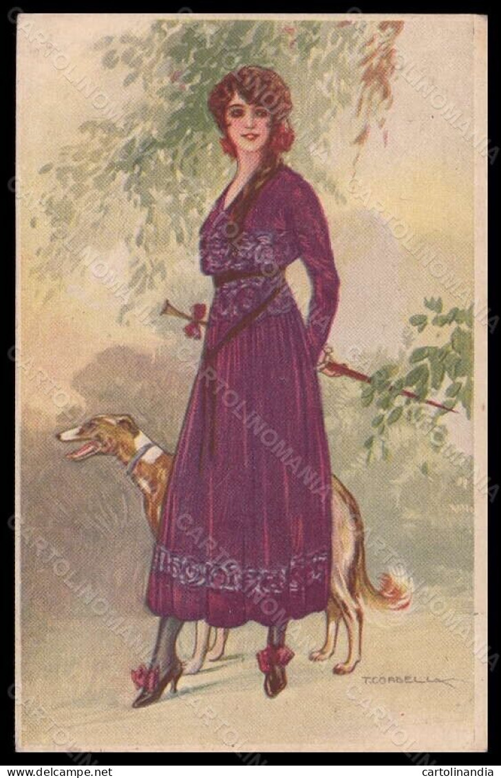 Artist Signed Corbella Fashion Lady Borzoi Dog Serie 237-2 CREASED Pc VK6728 - Sonstige & Ohne Zuordnung