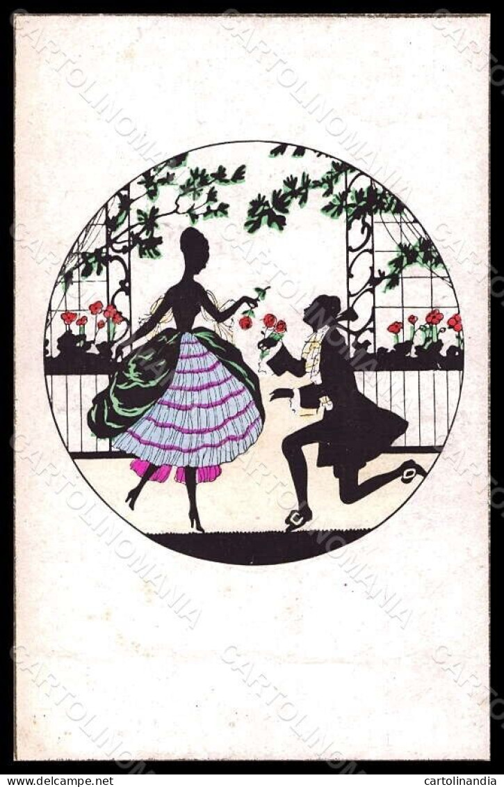 Artist Signed Grosze ? Lady Couple Silhouette Weco 555 Postcard VK7033 - Sonstige & Ohne Zuordnung