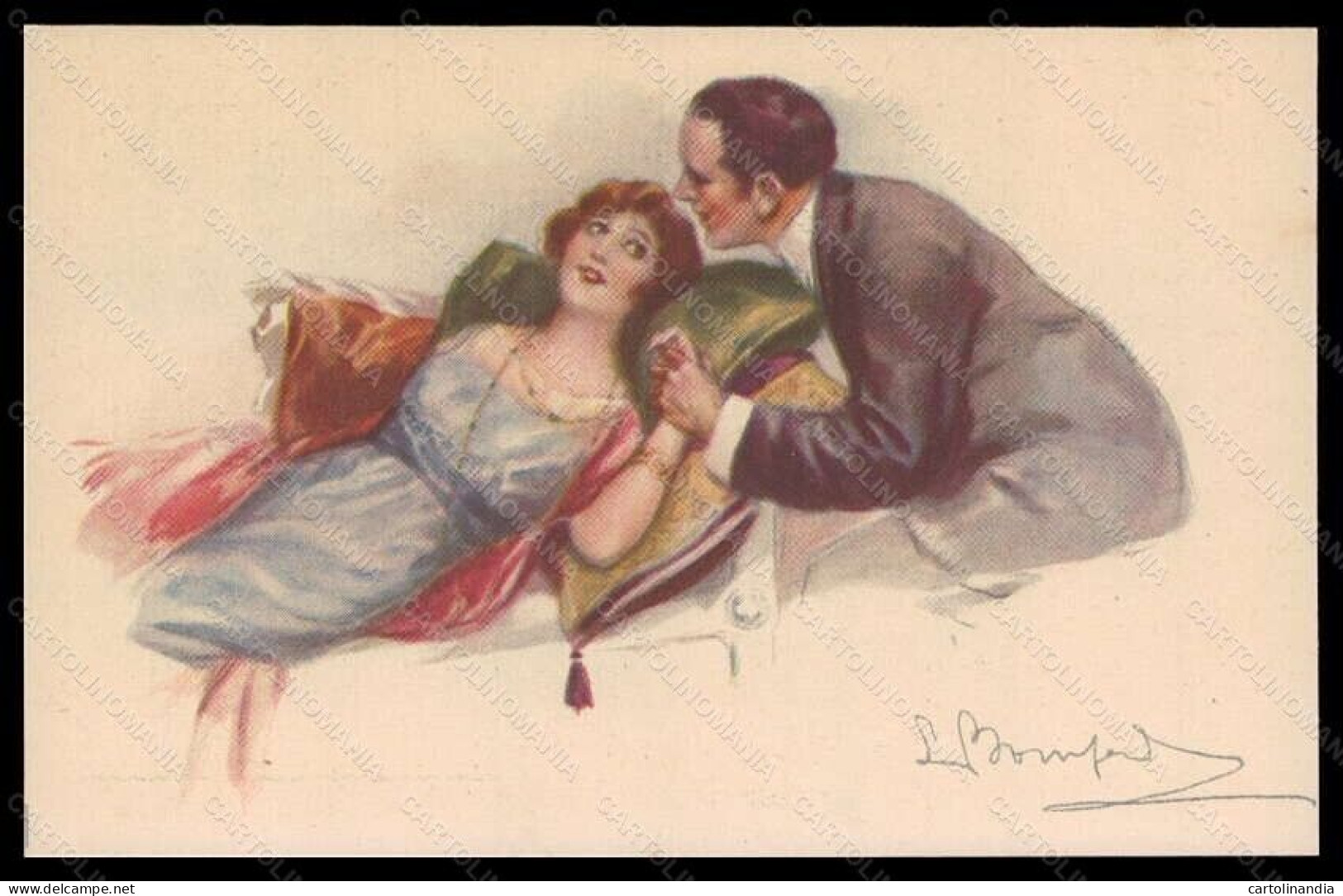 Artist Signed Bompard Romantic Couple Lady Serie 947-6 Postcard VK6412 - Sonstige & Ohne Zuordnung