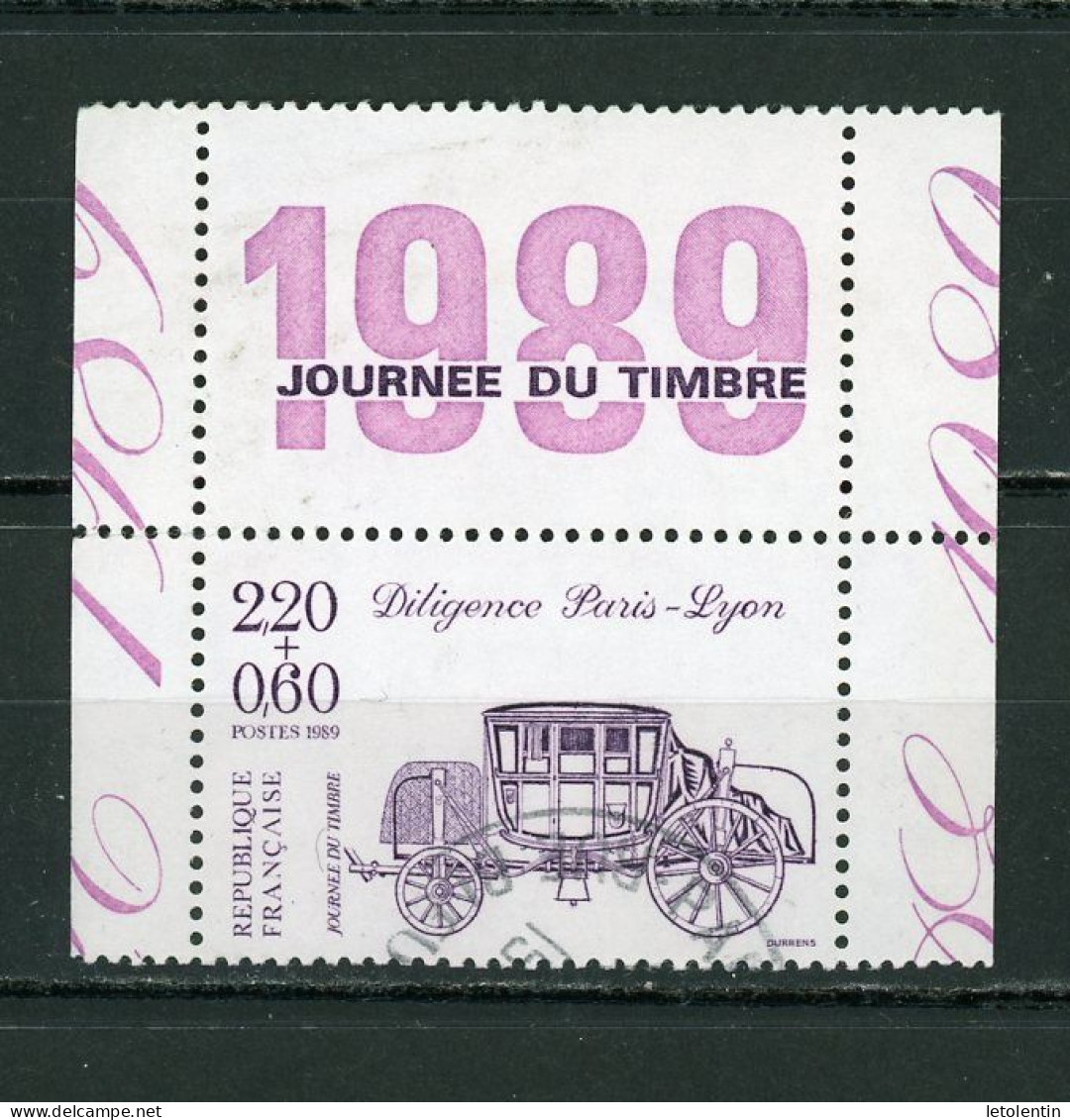 FRANCE - LA JOURNÉE DU TIMBRE 1989 -  N° Yvert 2578 Obli. DE CARNET AVEC VIGNETTE "JOURNÉE DU TIMBRE 1989" - Usati