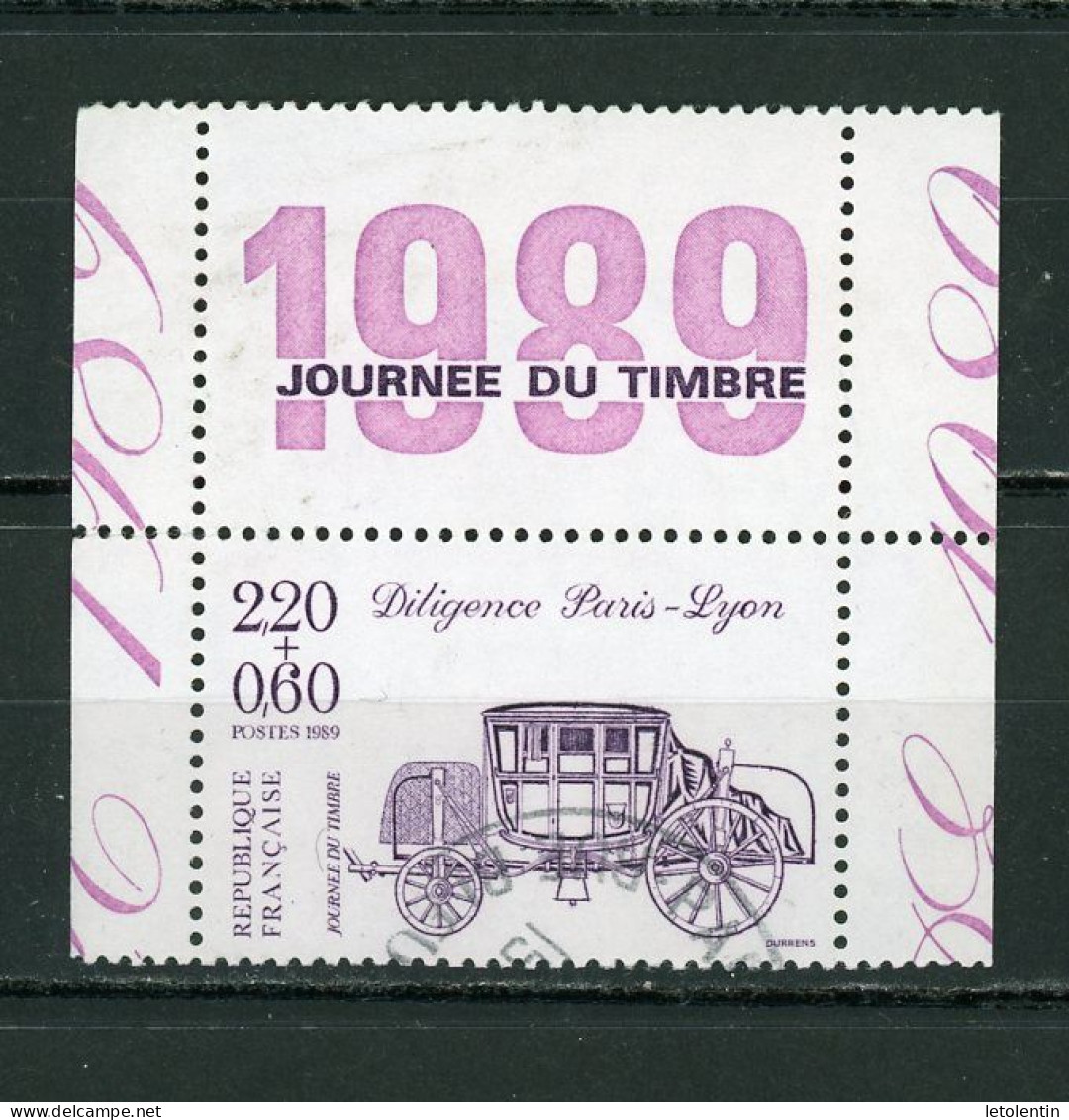 FRANCE - LA JOURNÉE DU TIMBRE 1989 -  N° Yvert 2578 Obli. DE CARNET AVEC VIGNETTE "JOURNÉE DU TIMBRE 1989" - Usados