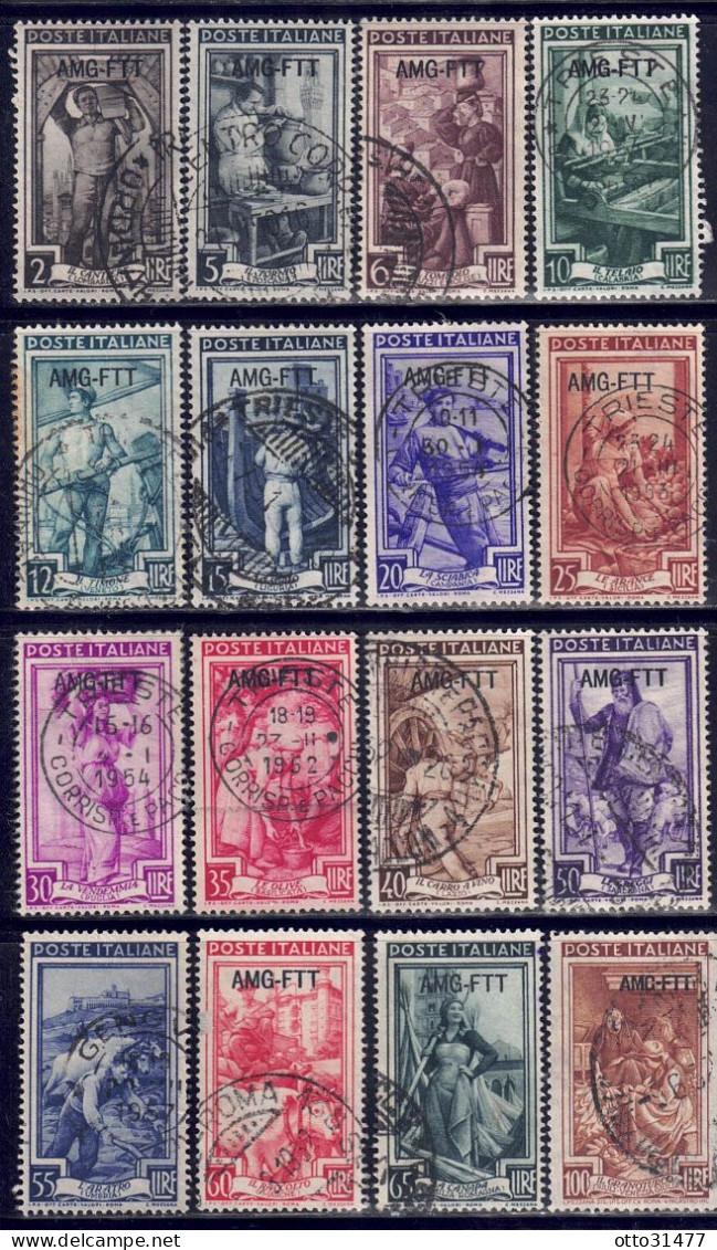 Italien / Triest Zone A - 1950 - Freimarken, Nr. 122 - 137, Gestempelt / Used - Oblitérés