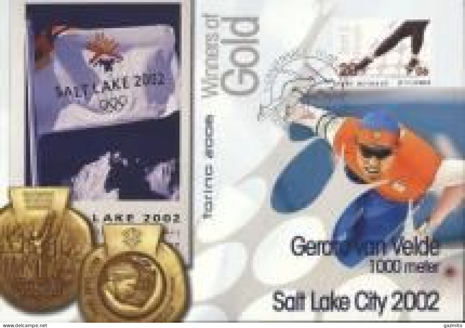 Netherlands 2012, Olympic Games Winners, Salt Lake City, G. Velde, Skating, Special Cover - Hiver 2002: Salt Lake City