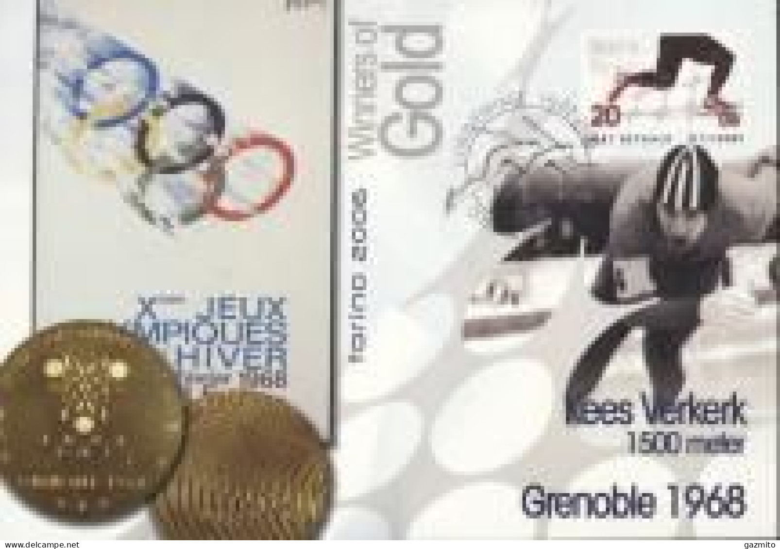 Netherlands 2012, Olympic Games Winners, Grenoble, Verkerk, Skating, Special Cover - Hiver 1968: Grenoble