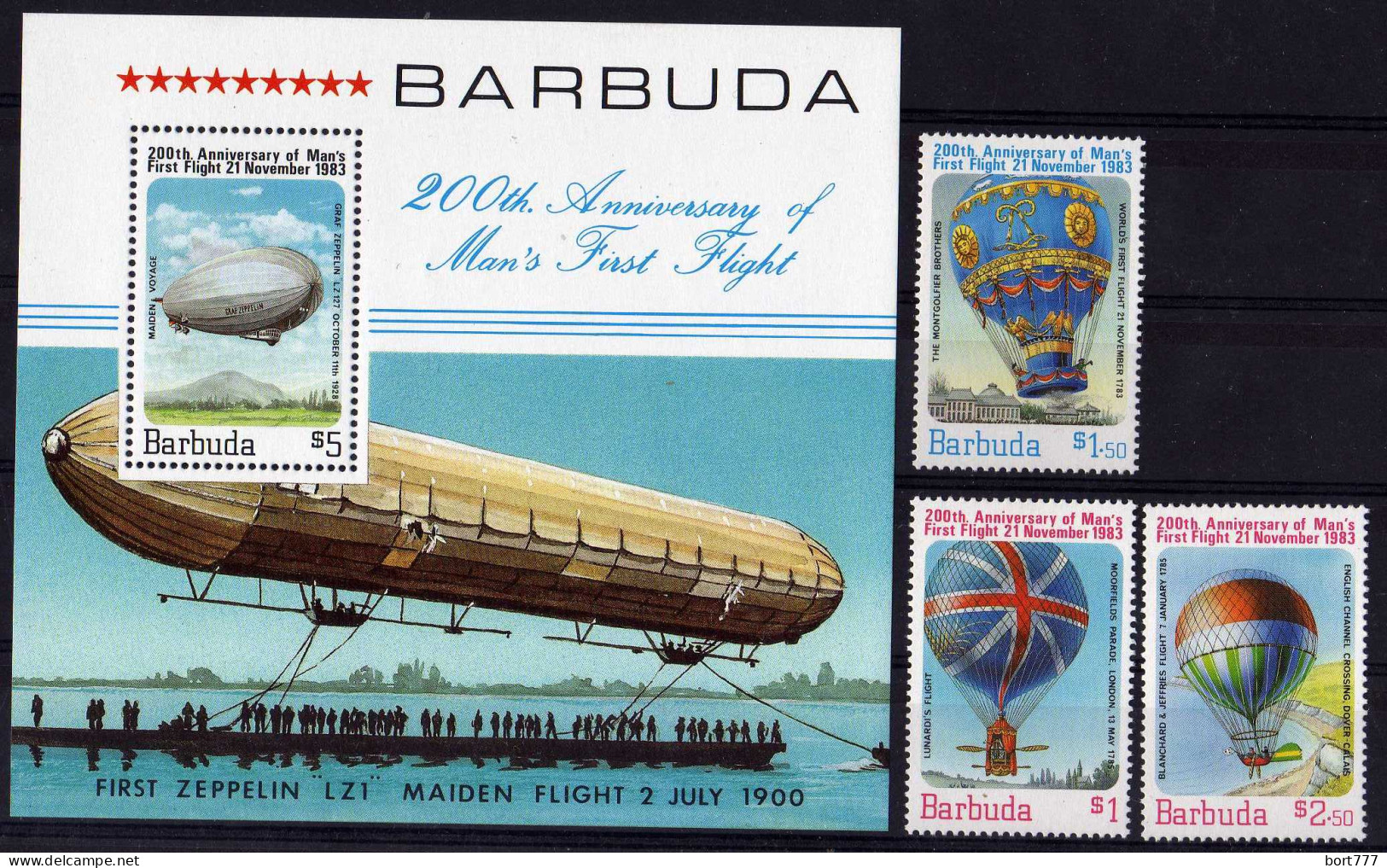 Barbuda 1983 Year , Mint Stamps+ Block (MNH**) Zeppelin  - Antigua En Barbuda (1981-...)