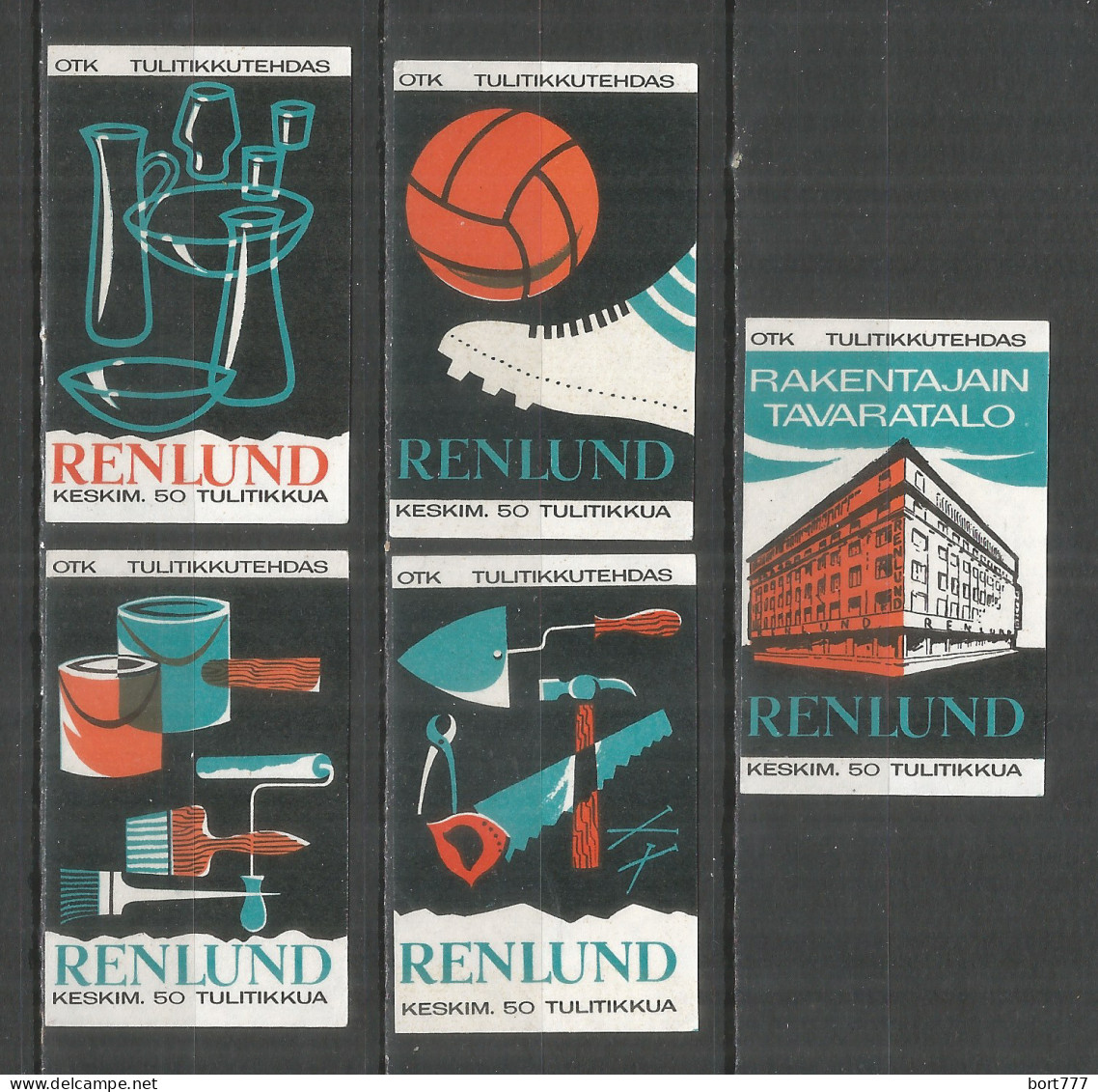 Finland 5 Old Matchbox Labels - Cajas De Cerillas - Etiquetas